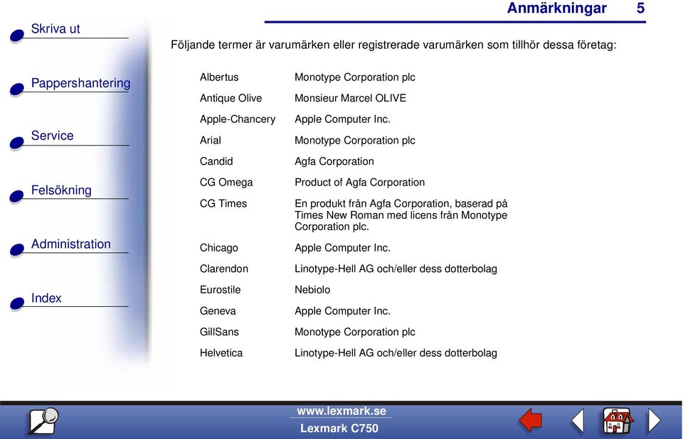 Monotype Corporation plc Agfa Corporation Product of Agfa Corporation En produkt från Agfa Corporation, baserad på Times New Roman med licens från