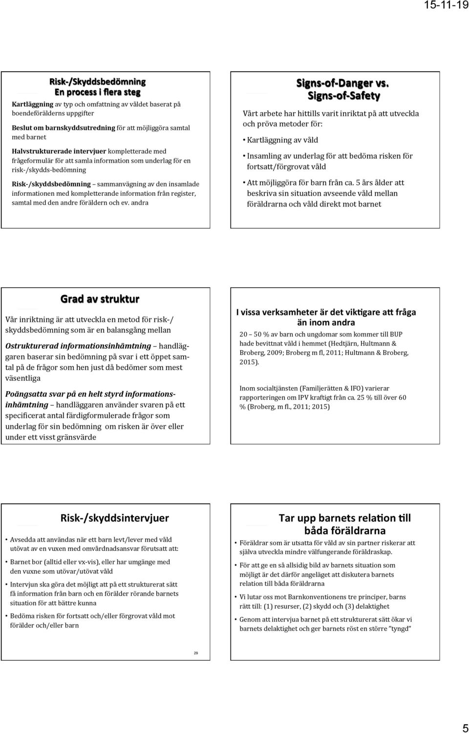 med kompletterande information från register, samtal med den andre föräldern och ev. andra Signs- of- Danger vs.