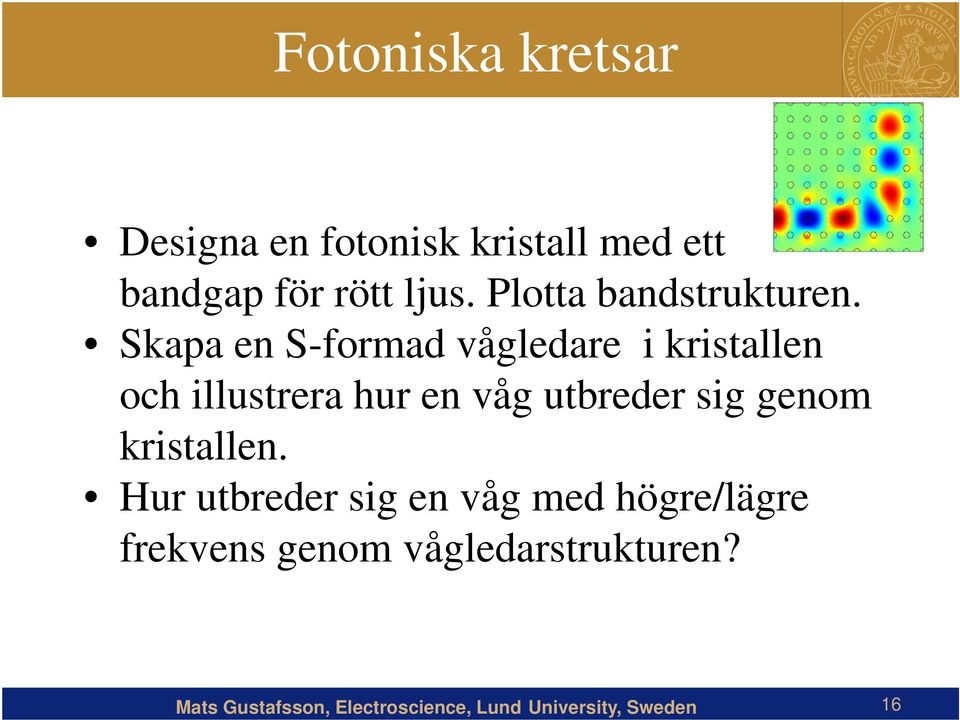 Skapa en S-formad vågledare i kristallen och illustrera hur en våg