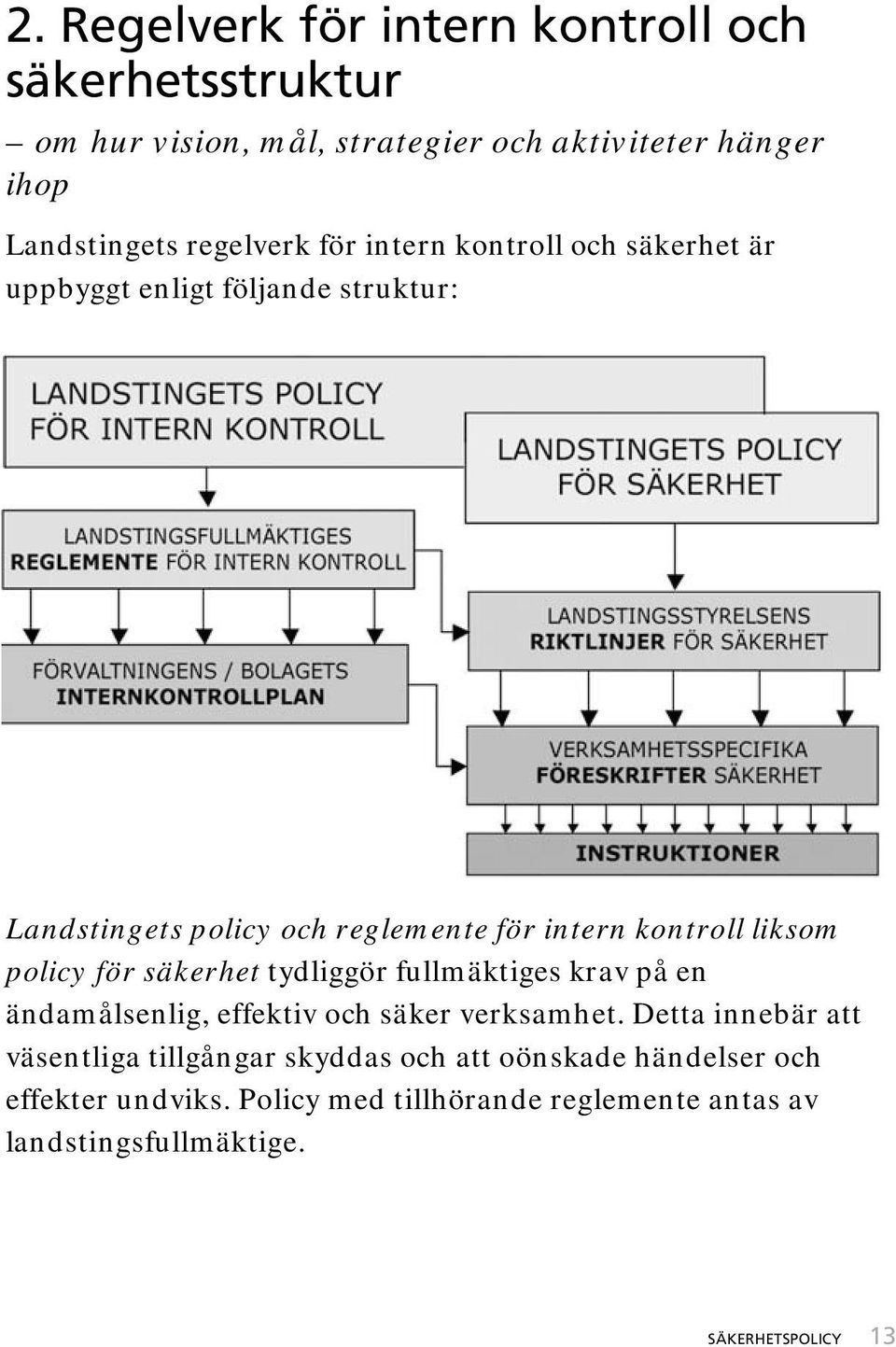 policy för säkerhet tydliggör fullmäktiges krav på en ändamålsenlig, effektiv och säker verksamhet.