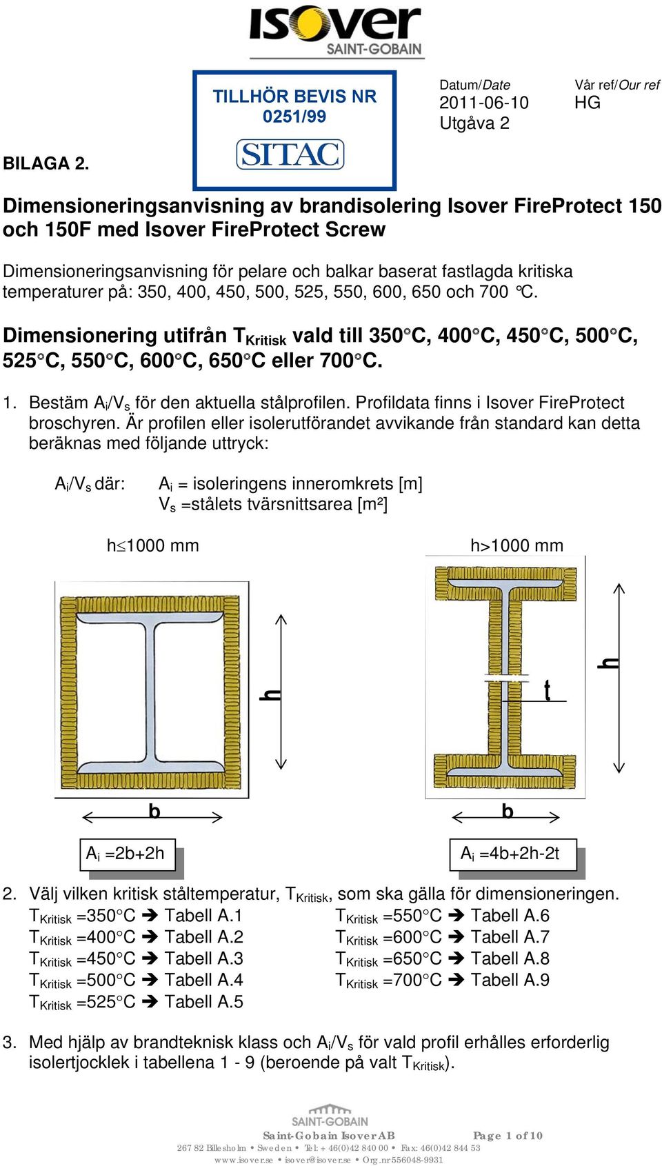 400, 450, 500, 525, 550, 600, 650 och 700 C. Dimensionering utifrån T Kritisk vald till 350 C, 400 C, 450 C, 500 C, 525 C, 550 C, 600 C, 650 C eller 700 C. 1.