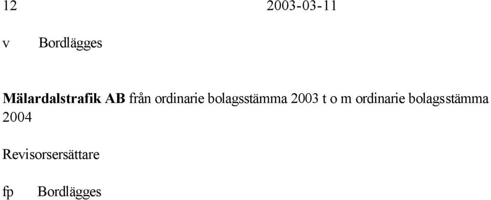 bolagsstämma 2003 t o m ordinarie