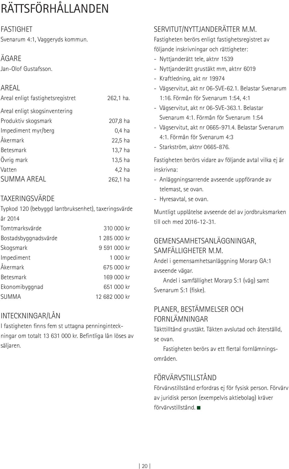 (bebyggd lantbruksenhet), taxeringsvärde år 214 Tomtmarksvärde 31 kr Bostadsbyggnadsvärde 1 285 kr Skogsmark 9 591 kr Impediment 1 kr Åkermark 675 kr Betesmark 169 kr Ekonomibyggnad 651 kr SUMMA 12