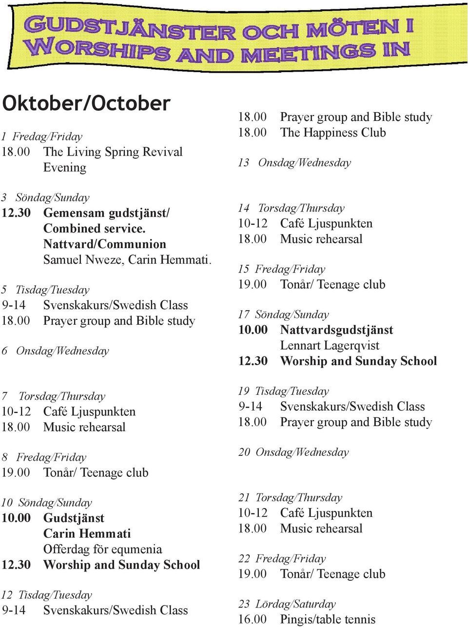 00 Gudstjänst Carin Hemmati Offerdag för equmenia 12 Tisdag/Tuesday 18.