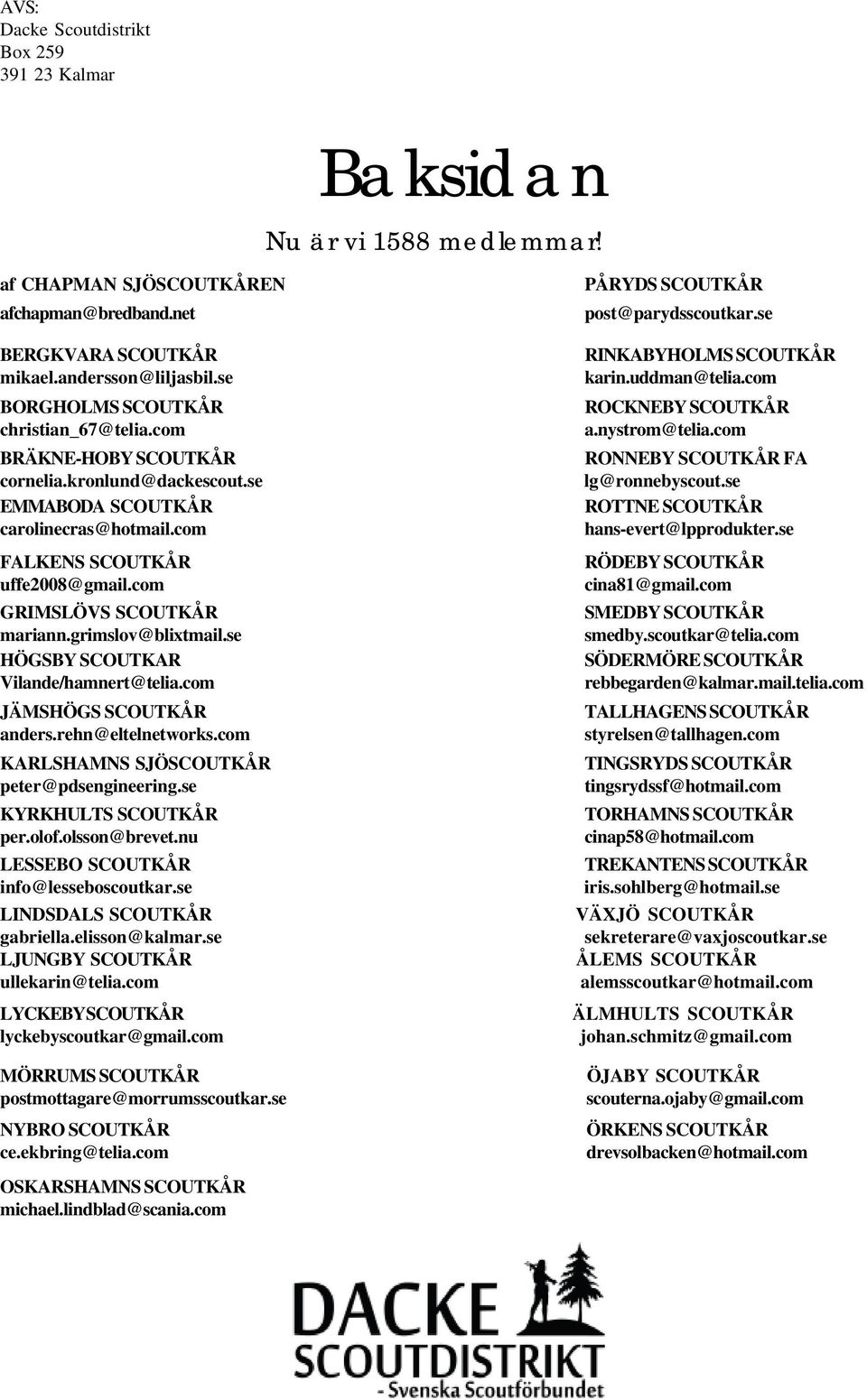 com GRIMSLÖVS SCOUTKÅR mariann.grimslov@blixtmail.se HÖGSBY SCOUTKAR Vilande/hamnert@telia.com JÄMSHÖGS SCOUTKÅR anders.rehn@eltelnetworks.com KARLSHAMNS SJÖSCOUTKÅR peter@pdsengineering.