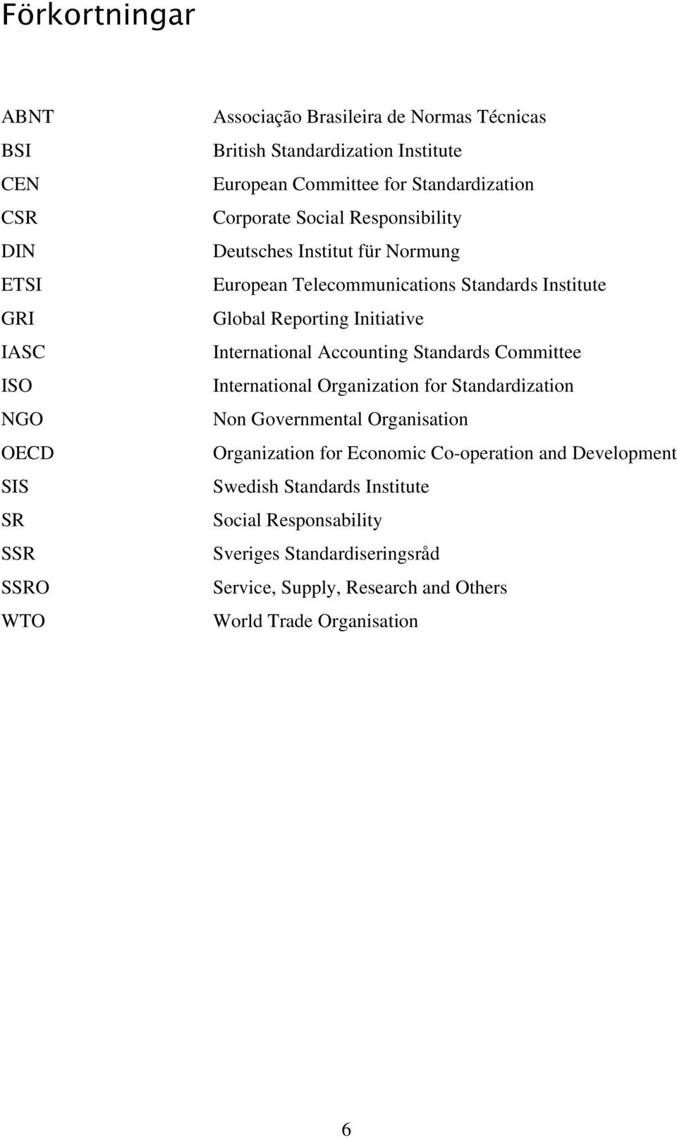 Reporting Initiative International Accounting Standards Committee International Organization for Standardization Non Governmental Organisation Organization for