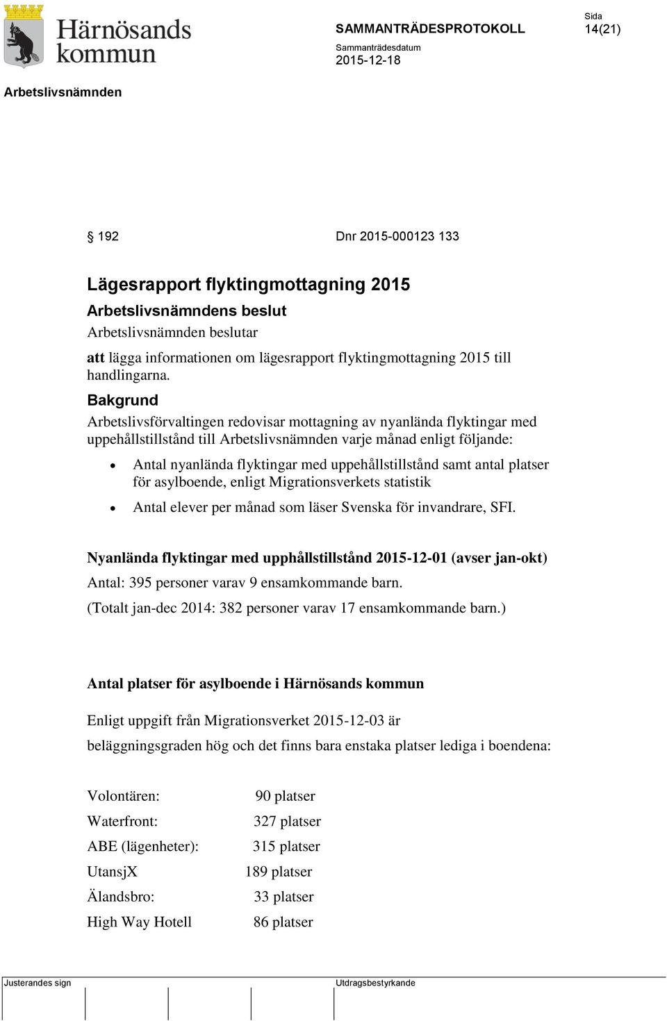 platser för asylboende, enligt Migrationsverkets statistik Antal elever per månad som läser Svenska för invandrare, SFI.