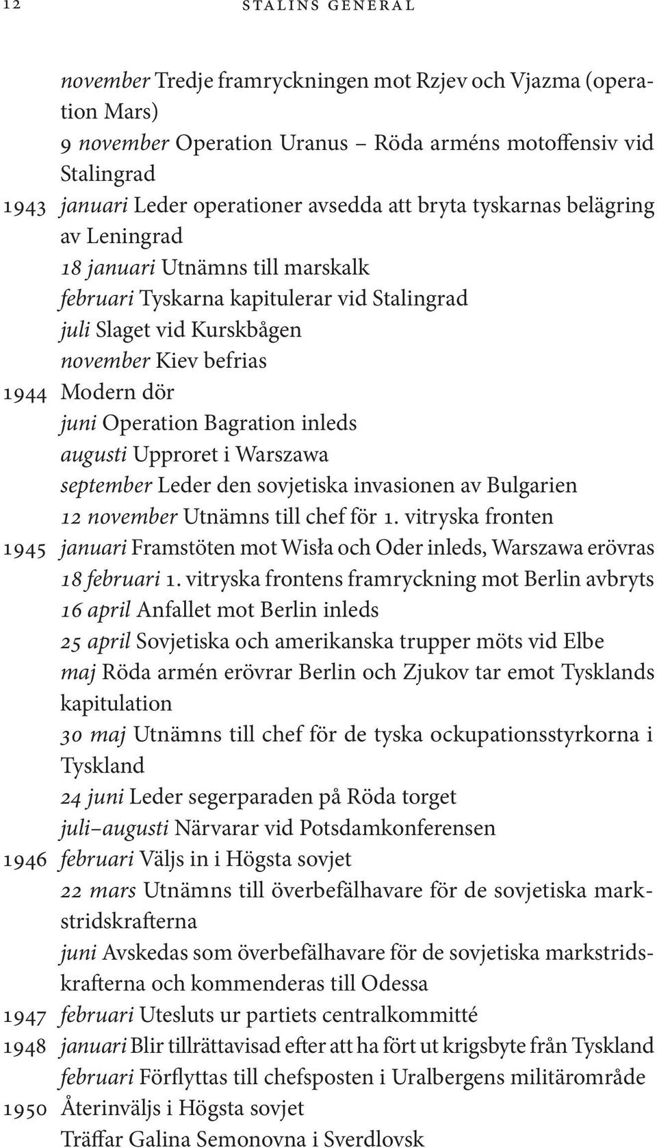 Bagration inleds augusti Upproret i Warszawa september Leder den sovjetiska invasionen av Bulgarien 12 november Utnämns till chef för 1.