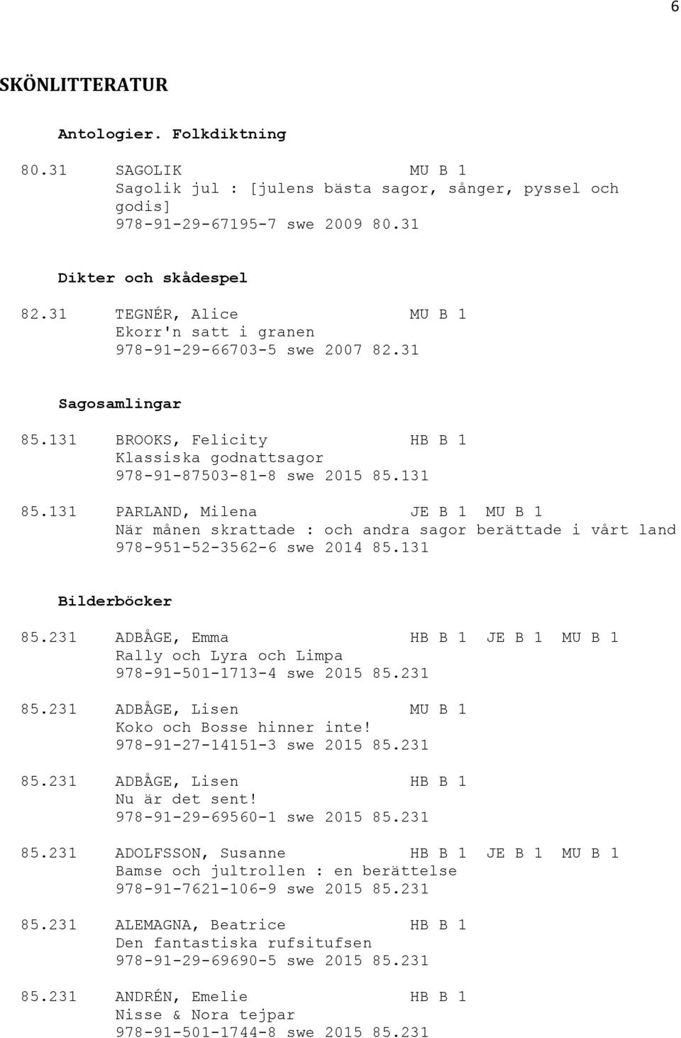 131 PARLAND, Milena JE B 1 MU B 1 När månen skrattade : och andra sagor berättade i vårt land 978-951-52-3562-6 swe 2014 85.131 Bilderböcker 85.