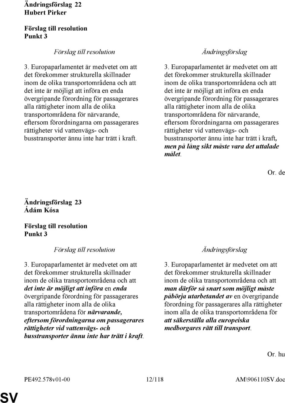 alla rättigheter inom alla de olika transportområdena för närvarande, eftersom förordningarna om passagerares rättigheter vid vattenvägs- och busstransporter ännu inte har trätt i kraft. 3.