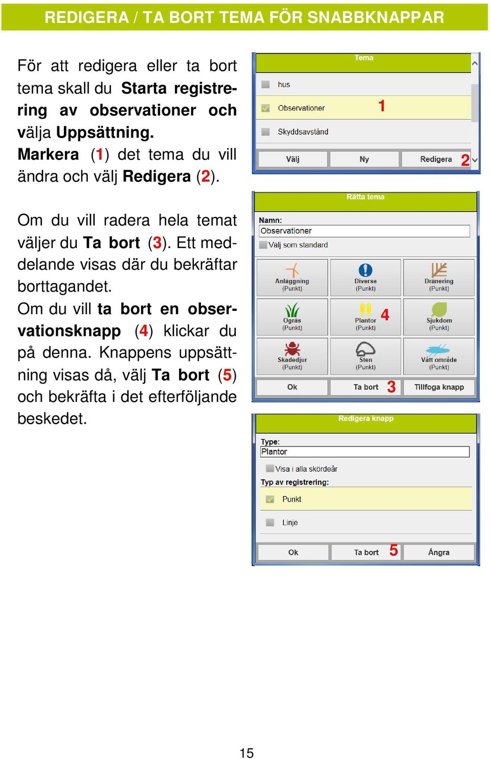 Om du vill radera hela temat väljer du Ta bort (). Ett meddelande visas där du bekräftar borttagandet.