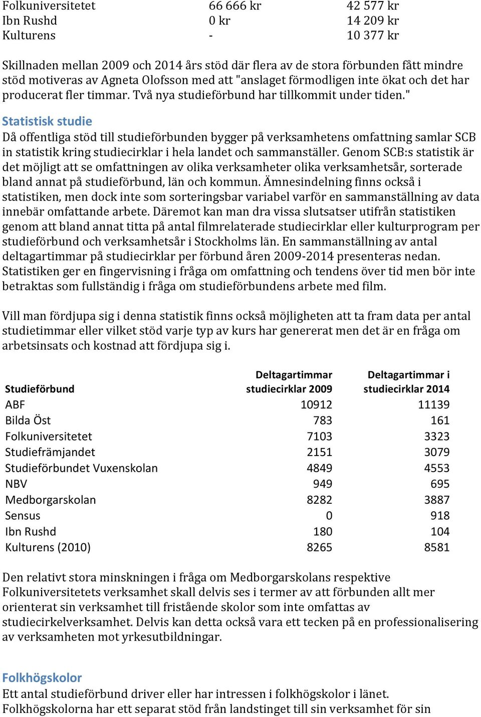 " Statistisk studie Då offentliga stöd till studieförbunden bygger på verksamhetens omfattning samlar SCB in statistik kring studiecirklar i hela landet och sammanställer.