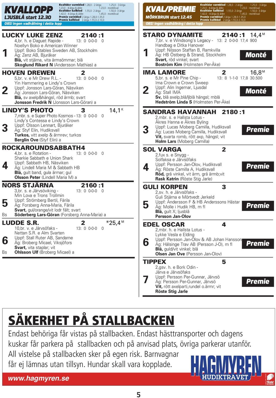 e Daguet Rapide - 13: 0 0-0-0 0 1 Noellyn Boko e American Winner Uppf: Boko Stables Sweden AB, Stockholm Äg: Zenz AB, Bjuråker Blå, vit stjärna, vita ärmsömmar; blå Skoglund Rikard N (Andersson