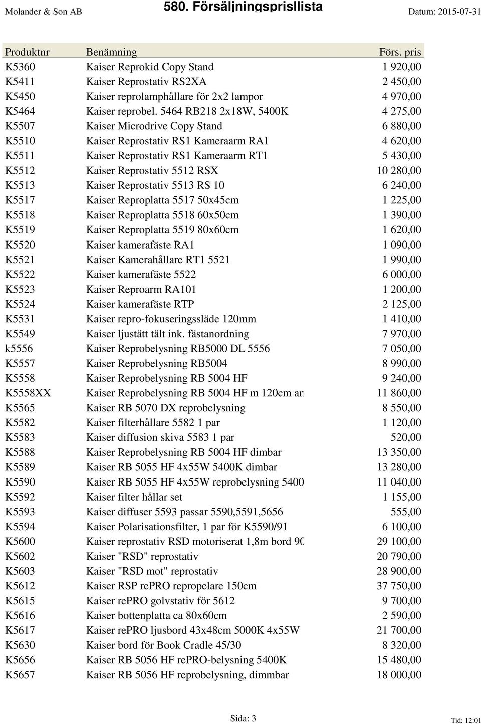 Reprostativ 5512 RSX 10 280,00 K5513 Kaiser Reprostativ 5513 RS 10 6 240,00 K5517 Kaiser Reproplatta 5517 50x45cm 1 225,00 K5518 Kaiser Reproplatta 5518 60x50cm 1 390,00 K5519 Kaiser Reproplatta 5519