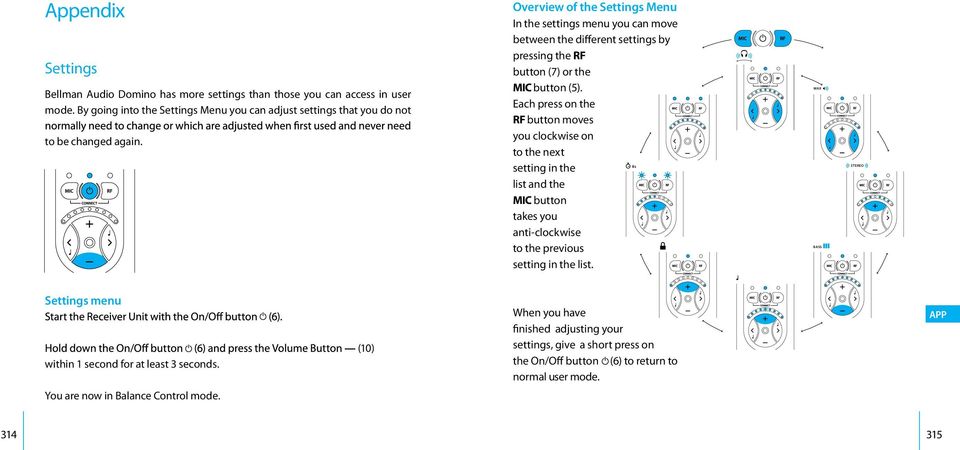 Each press on the RF button moves you clockwise on to the next 8 s setting in the list and the M MIC button takes you anti-clockwise to the previous setting in the list.