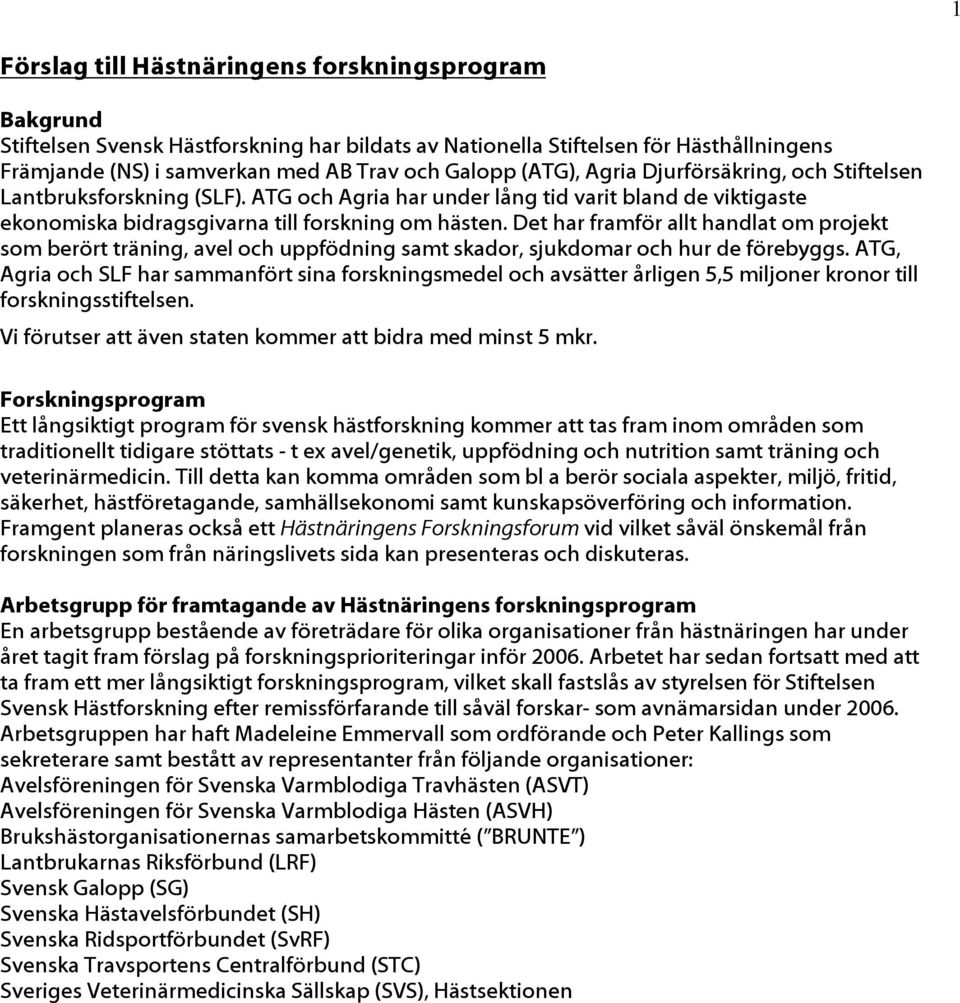 Det har framför allt handlat om projekt som berört träning, avel och uppfödning samt skador, sjukdomar och hur de förebyggs.