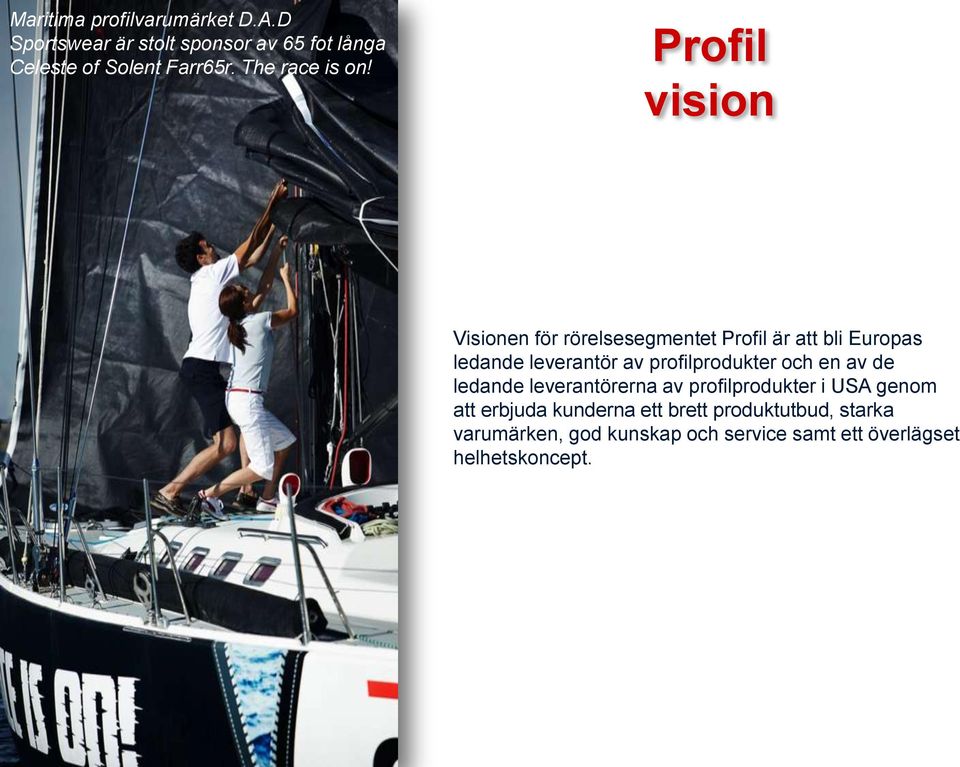 Profil vision Visionen för rörelsesegmentet Profil är att bli Europas ledande leverantör av
