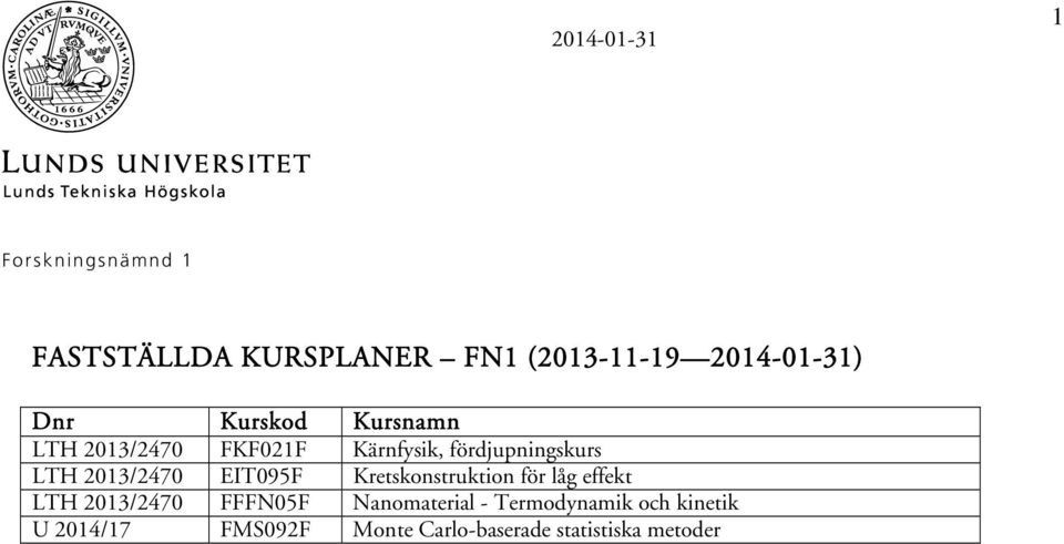 2013/2470 EIT095F Kretskonstruktion för låg effekt LTH 2013/2470 FFFN05F