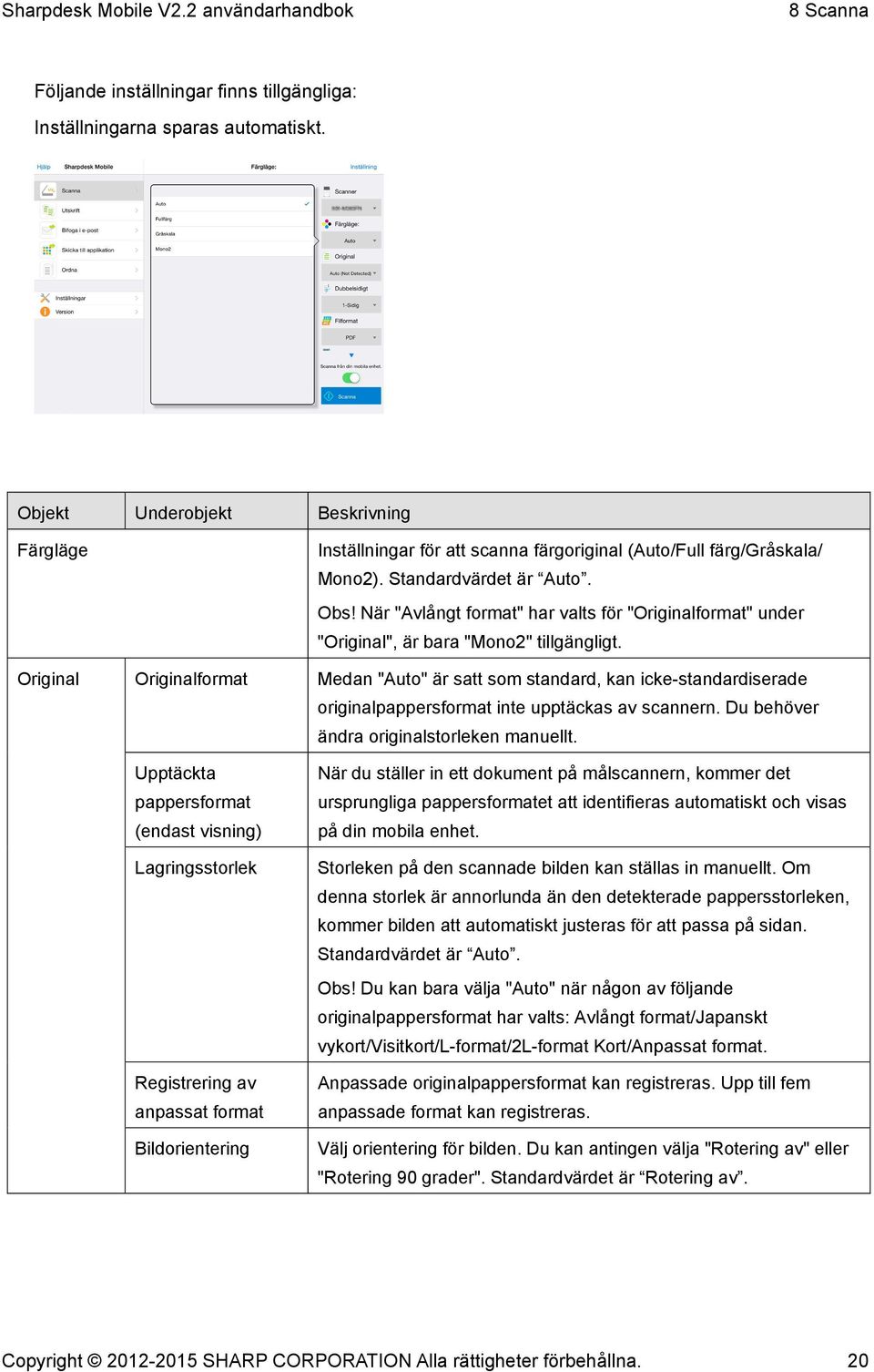 När "Avlångt format" har valts för "Originalformat" under "Original", är bara "Mono2" tillgängligt.