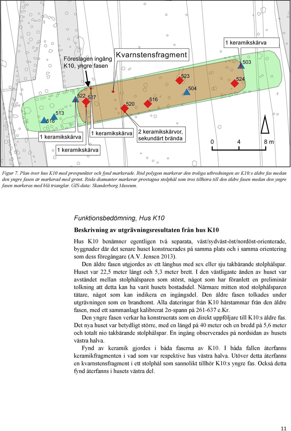 Funktionsbedömning, Hus K10 Beskrivning av utgrävningsresultaten från hus K10 Hus K10 benämner egentligen två separata, väst/sydväst-öst/nordöst-orienterade, byggnader där det senare huset