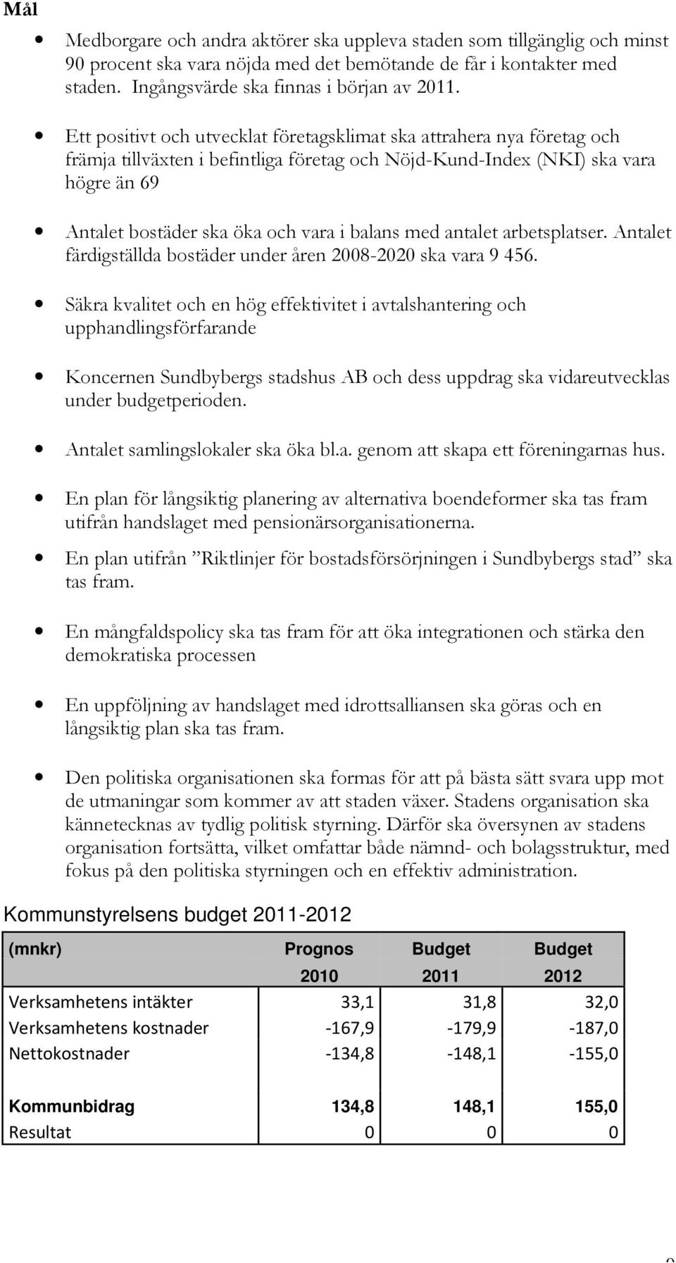 balans med antalet arbetsplatser. Antalet färdigställda bostäder under åren 2008-2020 ska vara 9 456.