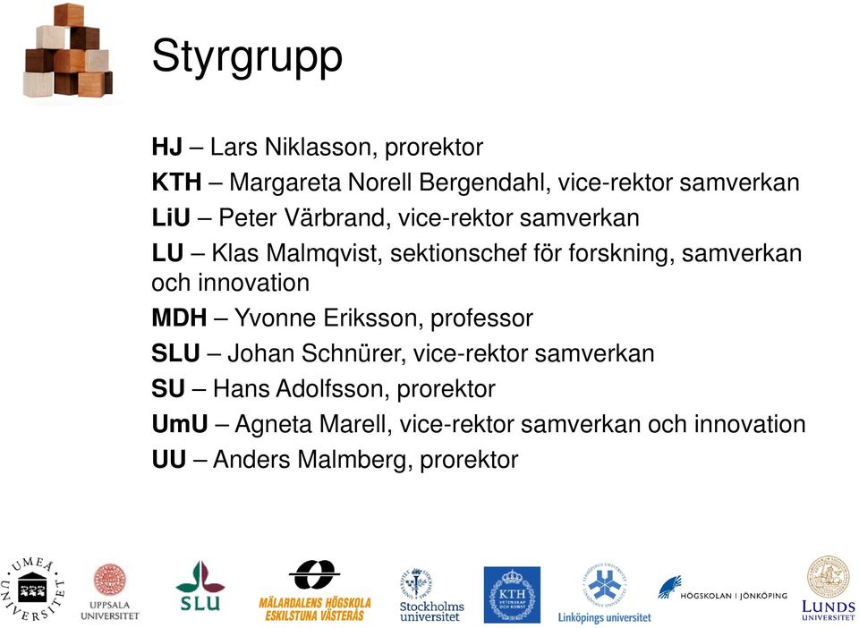 innovation MDH Yvonne Eriksson, professor SLU Johan Schnürer, vice-rektor samverkan SU Hans
