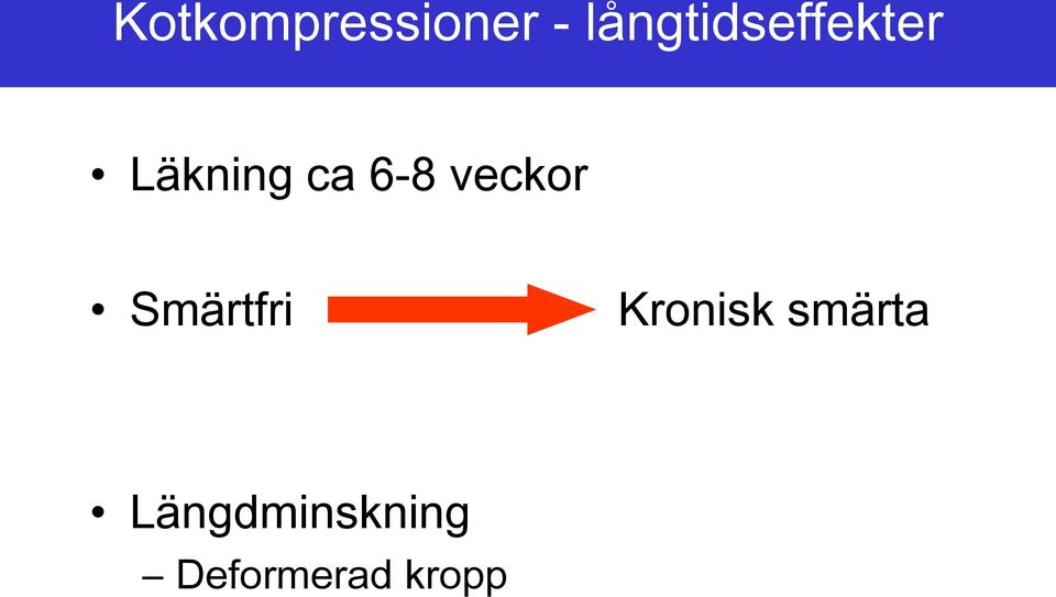 6-8 veckor Smärtfri Kronisk