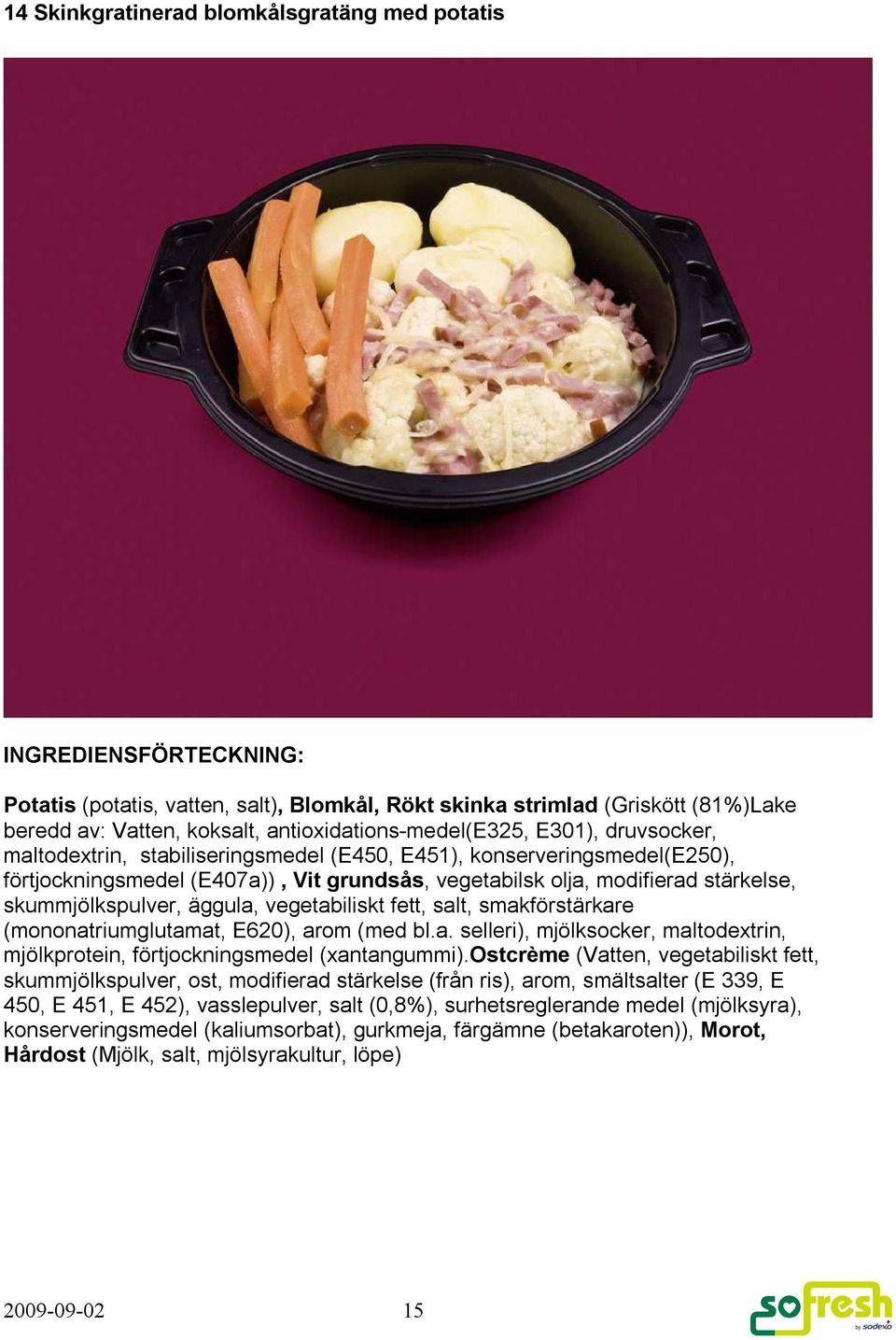 vegetabiliskt fett, salt, smakförstärkare (mononatriumglutamat, E620), arom (med bl.a. selleri), mjölksocker, maltodextrin, mjölkprotein, förtjockningsmedel (xantangummi).