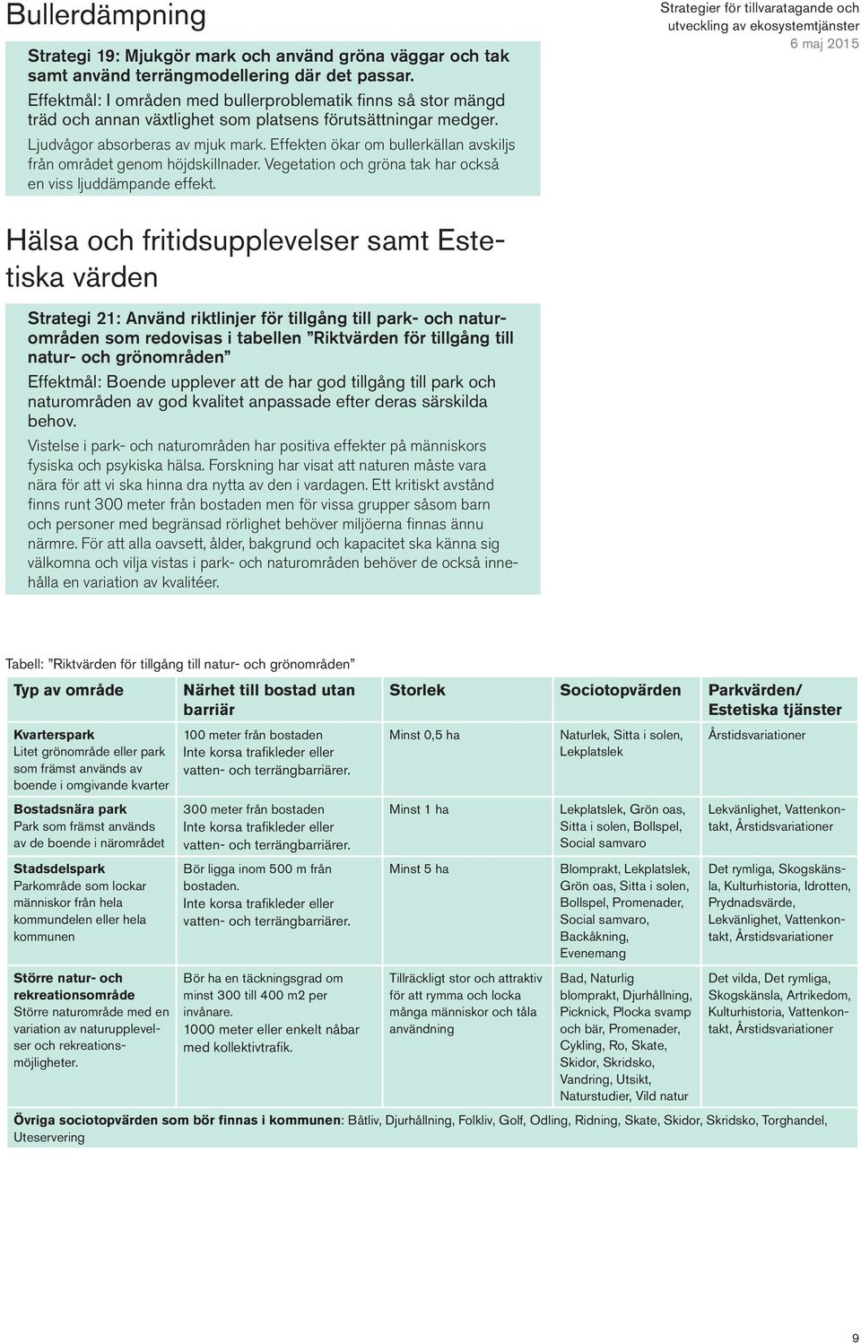 Effekten ökar om bullerkällan avskiljs från området genom höjdskillnader. Vegetation och gröna tak har också en viss ljuddämpande effekt.