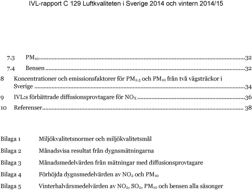 .. 38 Bilaga 1 Bilaga 2 Bilaga 3 Miljökvalitetsnormer och miljökvalitetsmål Månadsvisa resultat från dygnsmätningarna