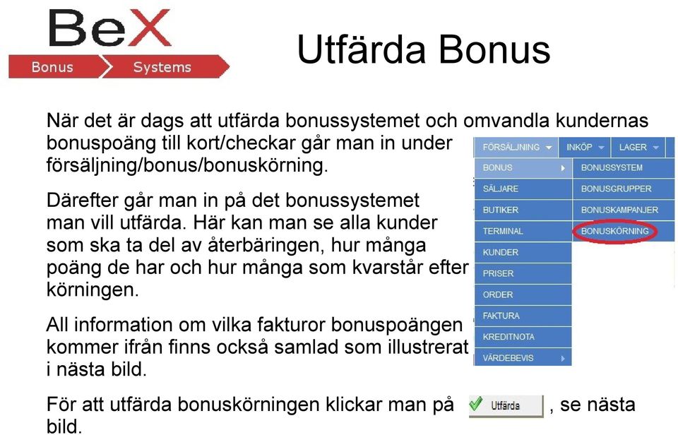 Här kan man se alla kunder som ska ta del av återbäringen, hur många poäng de har och hur många som kvarstår efter körningen.