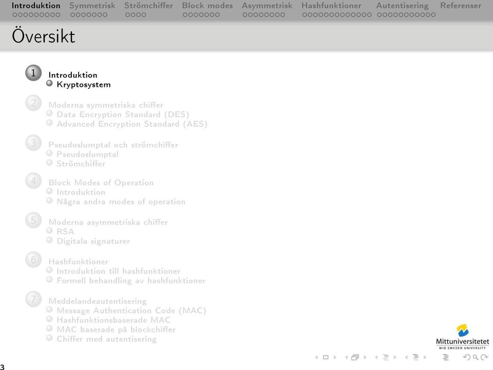 Moderna asymmetriska chier RSA Digitala signaturer 6 Hashfunktioner Introduktion till hashfunktioner Formell behandling av