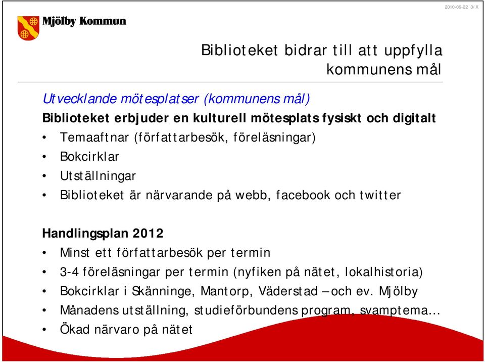 närvarande på webb, facebook och twitter Minst ett författarbesök per termin 3-4 föreläsningar per termin (nyfiken på nätet,