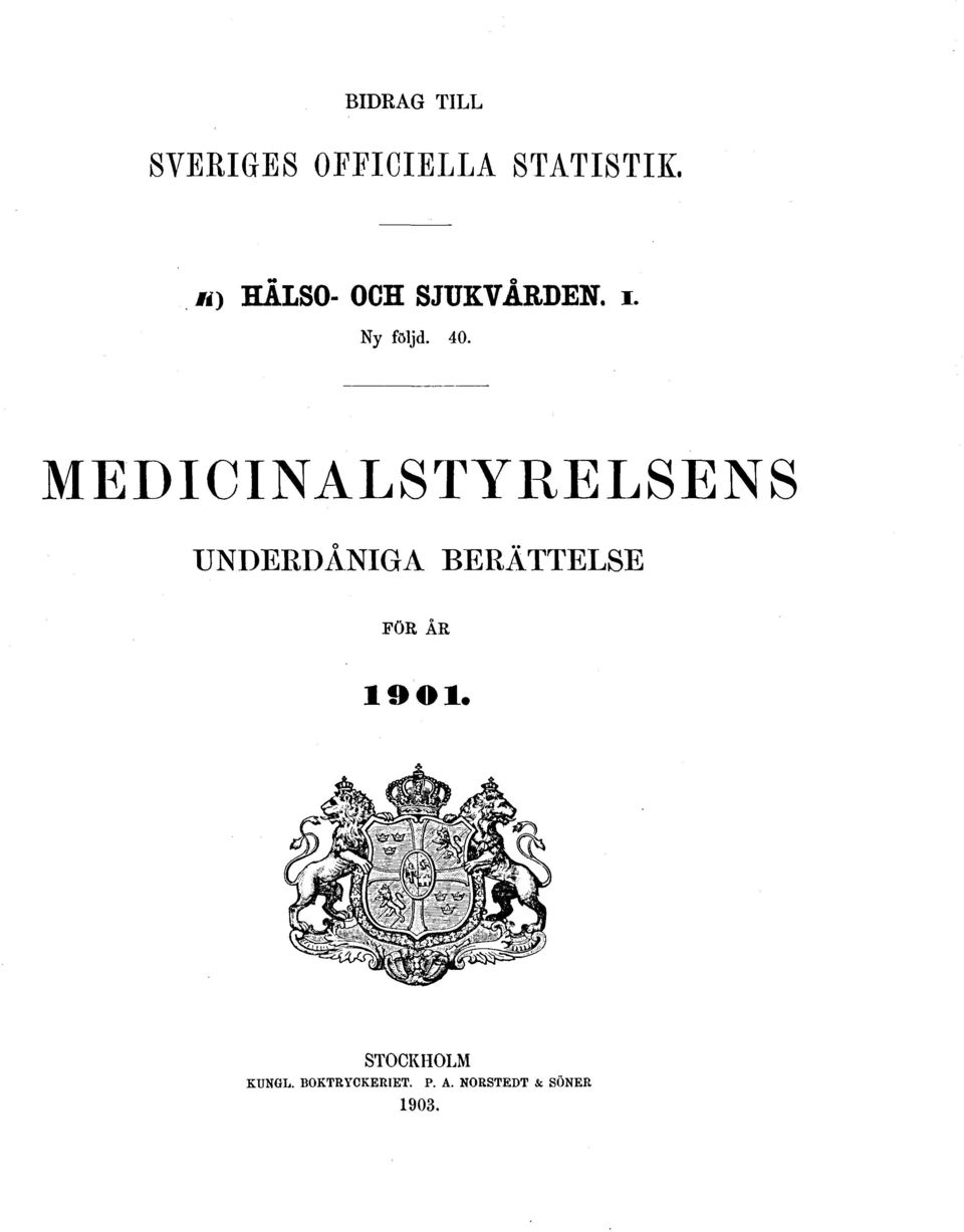 MEDICINALSTYRELSENS UNDERDÅNIGA BERÄTTELSE FÖR ÅR