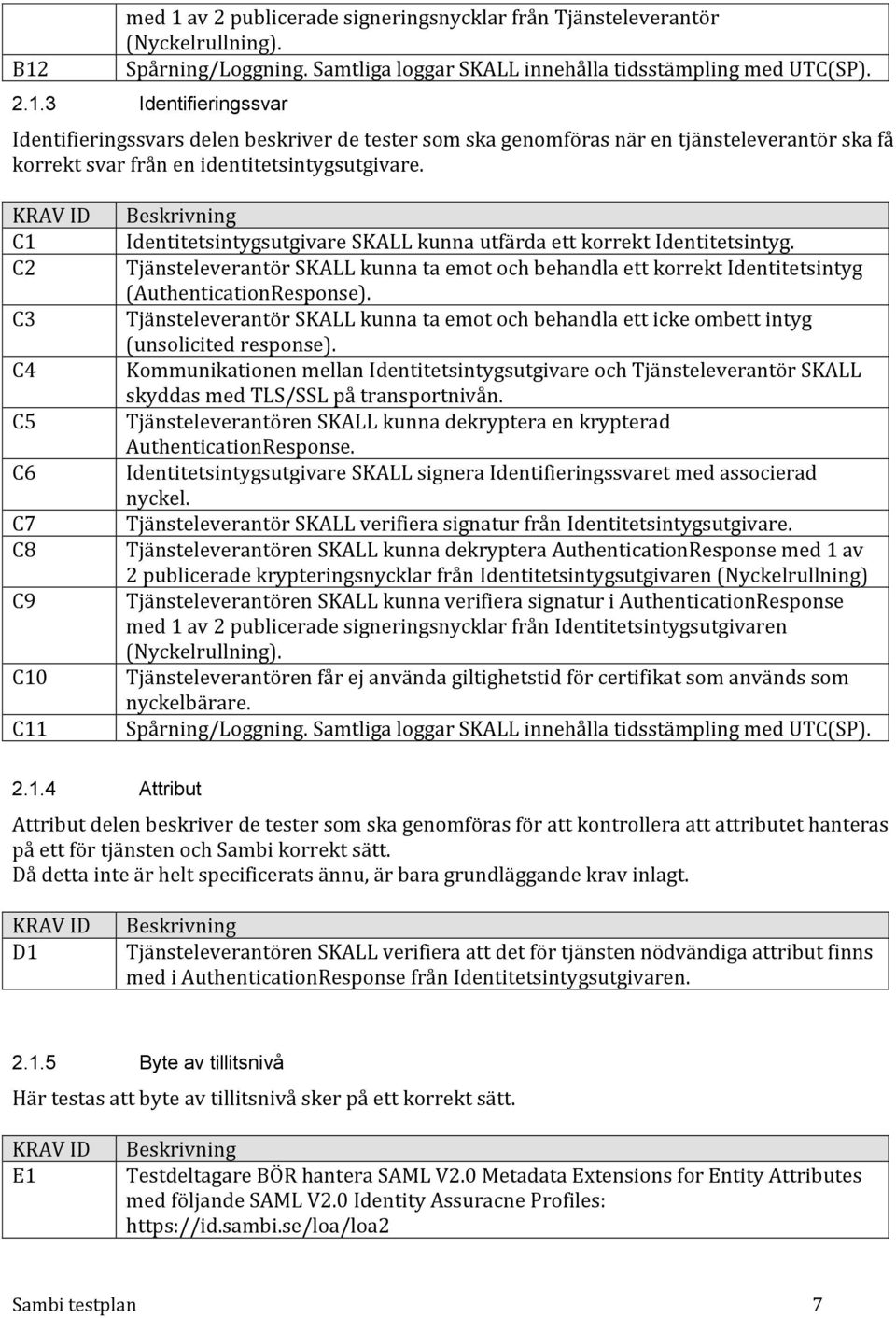 Tjänsteleverantör SKALL kunna ta emot och behandla ett korrekt Identitetsintyg (AuthenticationResponse).