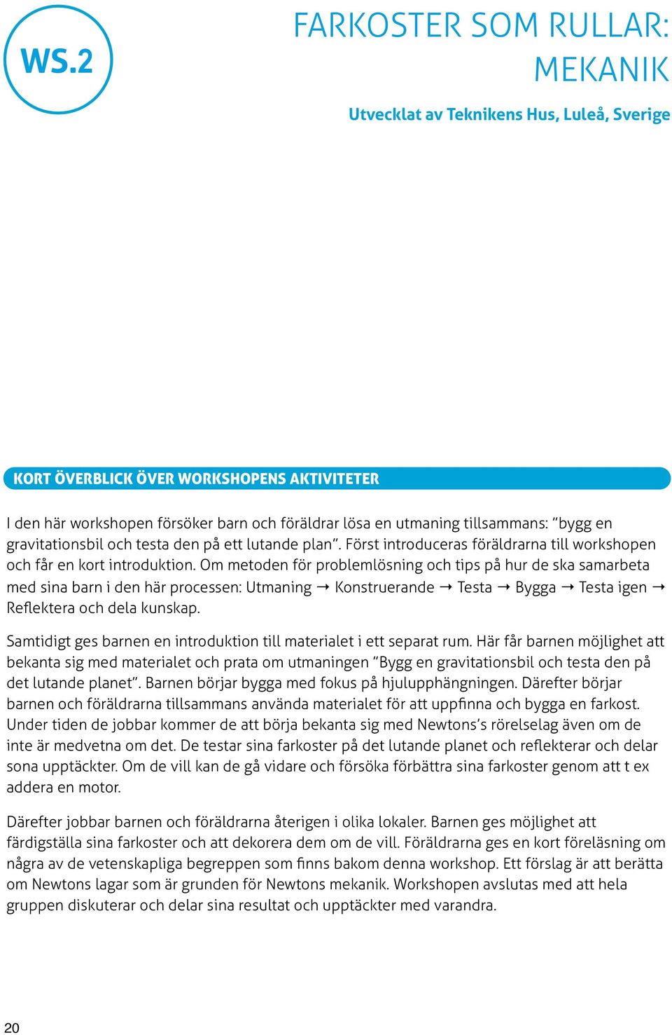 Om metoden för problemlösning och tips på hur de ska samarbeta med sina barn i den här processen: Utmaning Konstruerande Testa Bygga Testa igen Reflektera och dela kunskap.