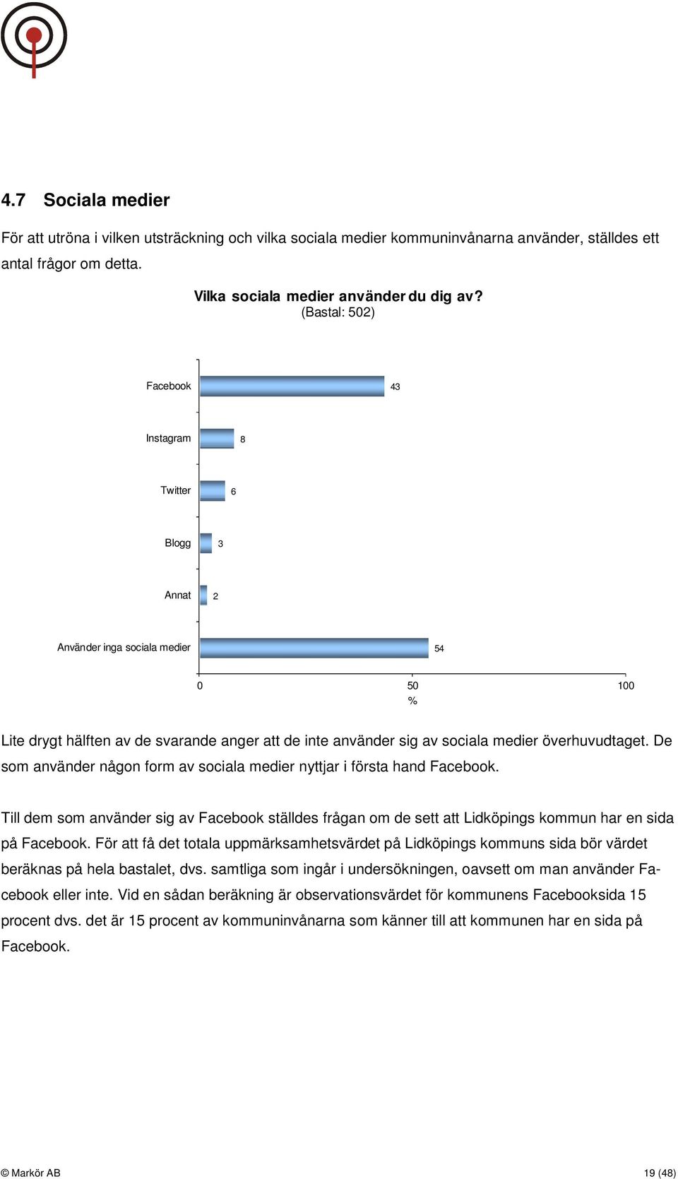 överhuvudtaget. De som använder någon form av sociala medier nyttjar i första hand Facebook.