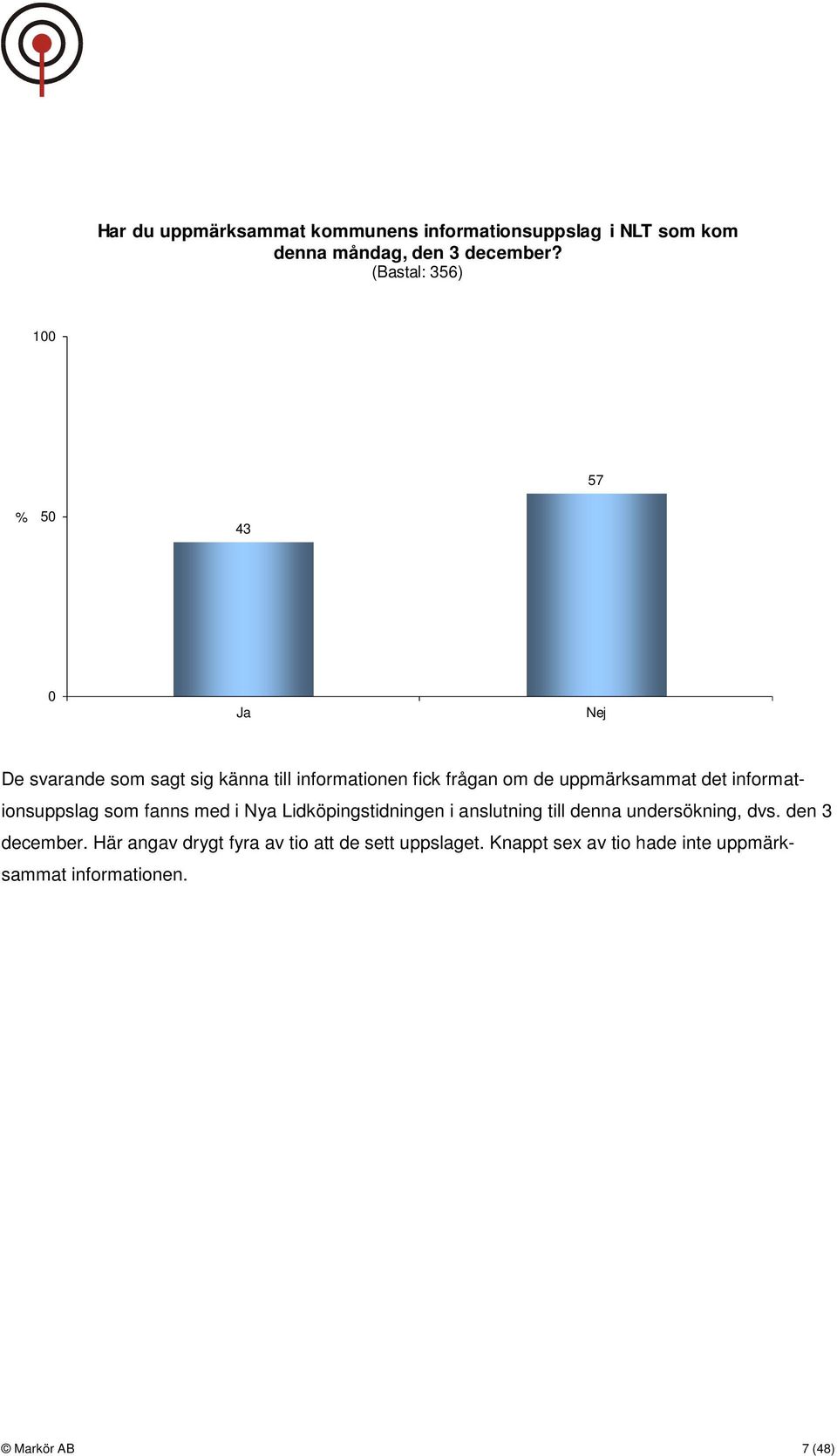 uppmärksammat det informationsuppslag som fanns med i Nya Lidköpingstidningen i anslutning till denna undersökning,