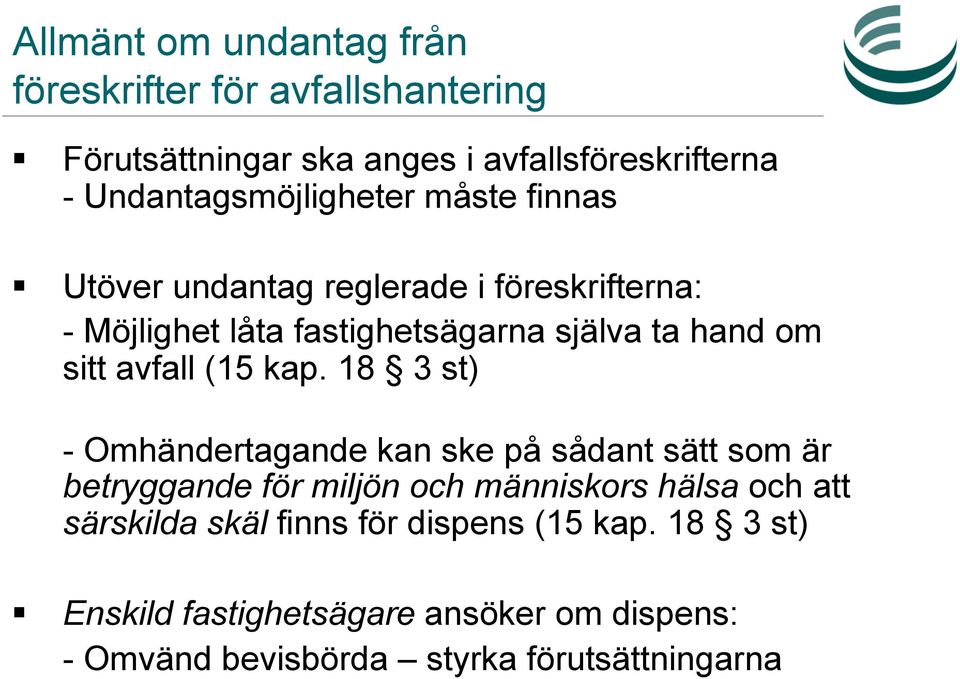 om sitt avfall (15 kap.