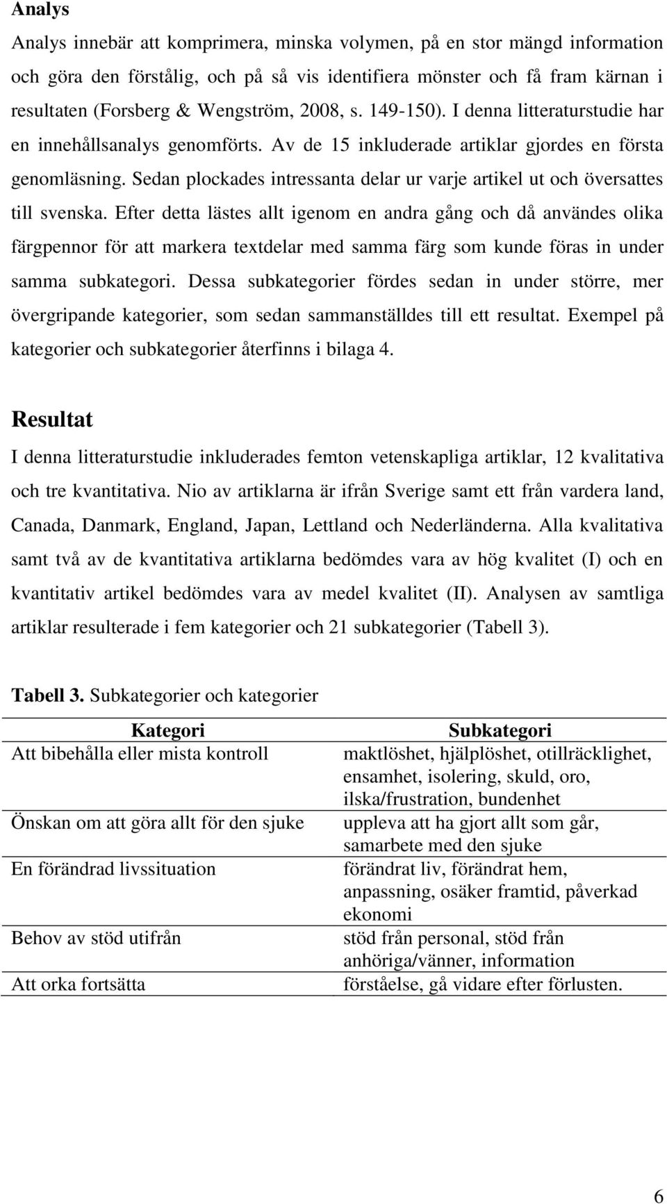 Sedan plockades intressanta delar ur varje artikel ut och översattes till svenska.