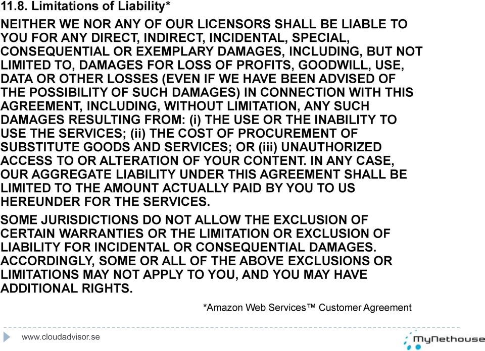 LIMITATION, ANY SUCH DAMAGES RESULTING FROM: (i) THE USE OR THE INABILITY TO USE THE SERVICES; (ii) THE COST OF PROCUREMENT OF SUBSTITUTE GOODS AND SERVICES; OR (iii) UNAUTHORIZED ACCESS TO OR