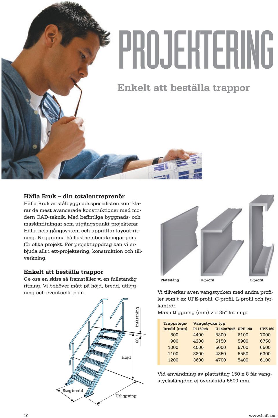 För projektuppdrag kan vi erbjuda allt i ett-projektering, konstruktion och tillverkning. Enkelt att beställa trappor Ge oss en skiss så framställer vi en fullständig ritning.