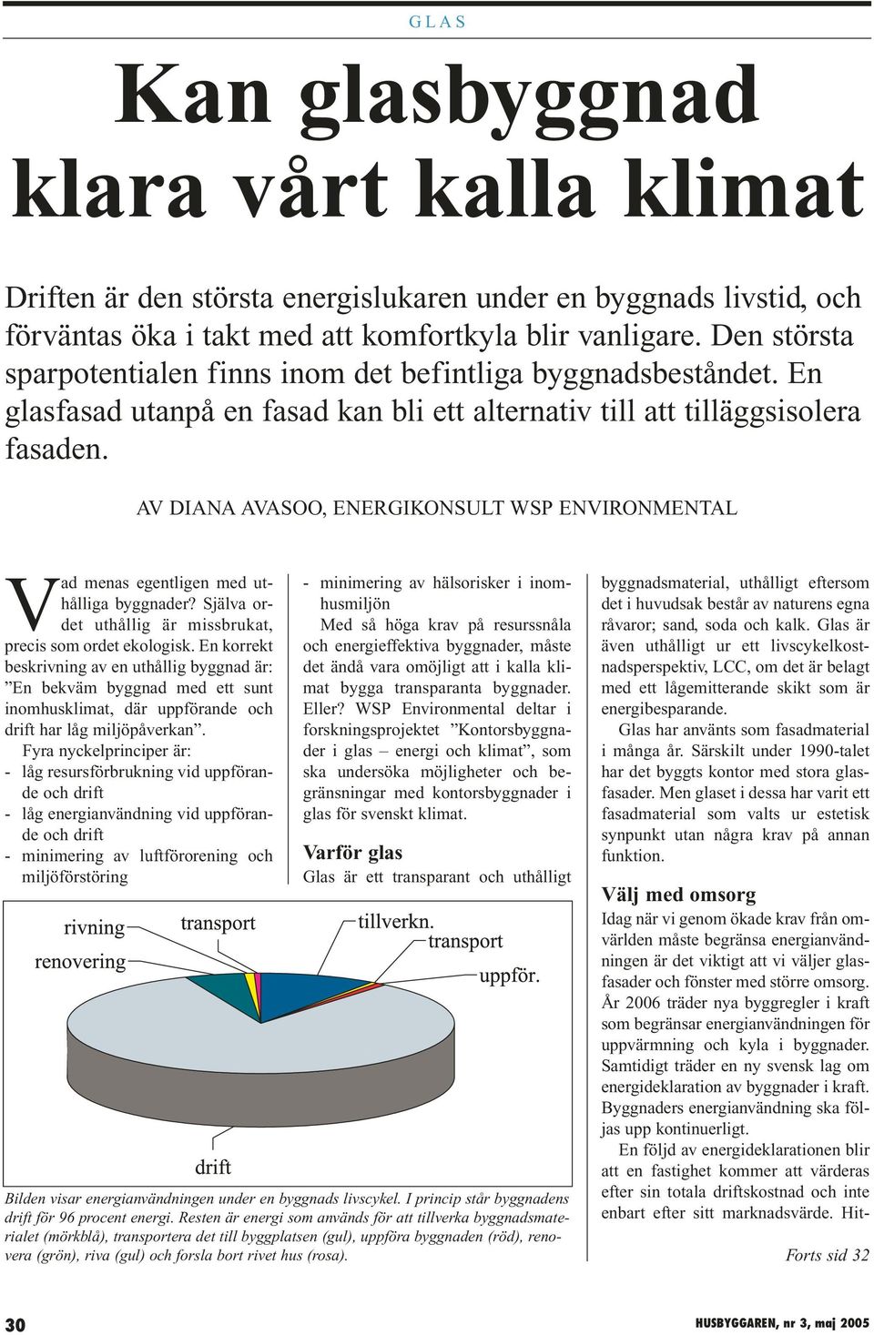 AV DIANA AVASOO, ENERGIKONSULT WSP ENVIRONMENTAL Vad menas egentligen med uthålliga byggnader? Själva ordet uthållig är missbrukat, precis som ordet ekologisk.