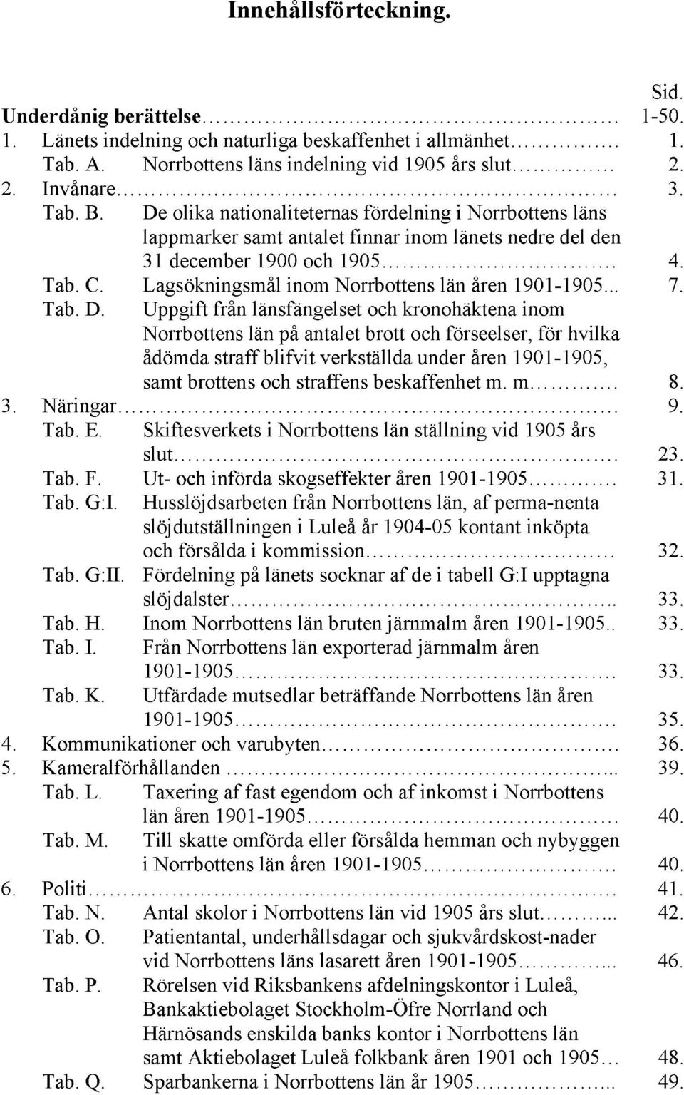 Lagsökningsmål inom Norrbottens län åren 1901-1905... 7. Tab. D.