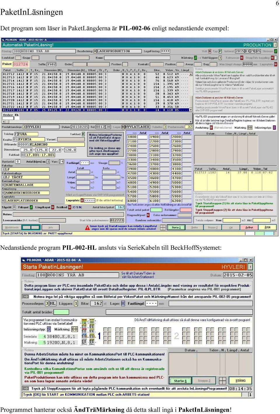 PIL-002-HL ansluts via SerieKabeln till BeckHoffSystemet: