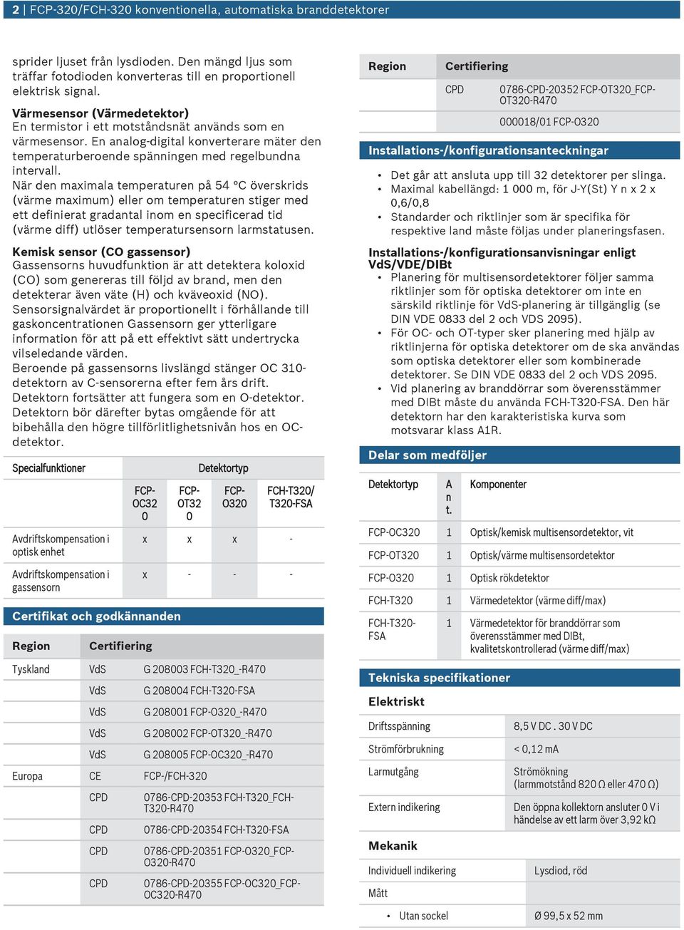 När den maximala temperatren på 54 C överskrids (värme maximm) eller om temperatren stiger med ett definierat gradantal inom en specificerad tid (värme diff) tlöser temperatrsensorn larmstatsen.