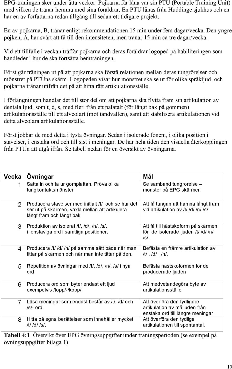 Den yngre pojken, A, har svårt att få till den intensiteten, men tränar 15 min ca tre dagar/vecka.