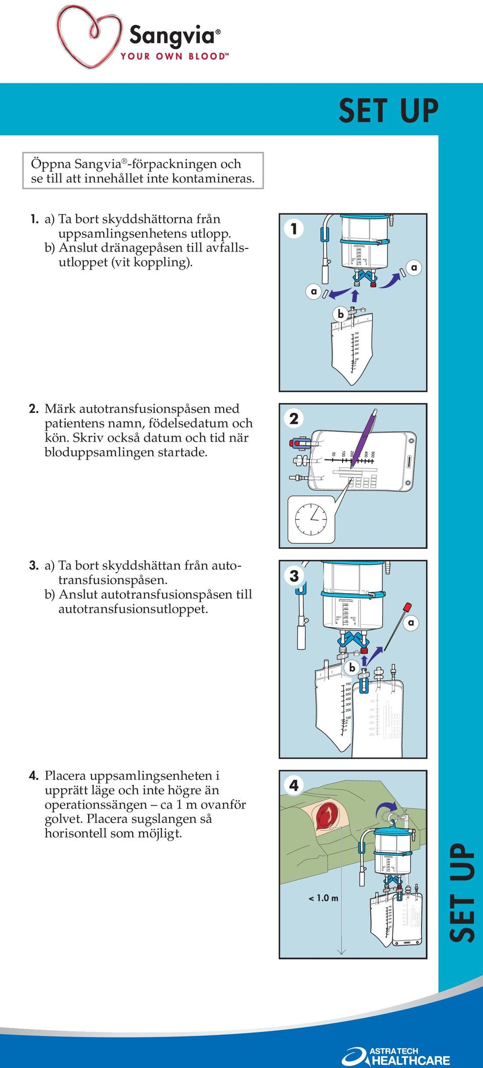 Skriv också datum och tid när bloduppsamlingen startade. 3. a) Ta bort skyddshättan från autot ra n s f u sion s på s e n.