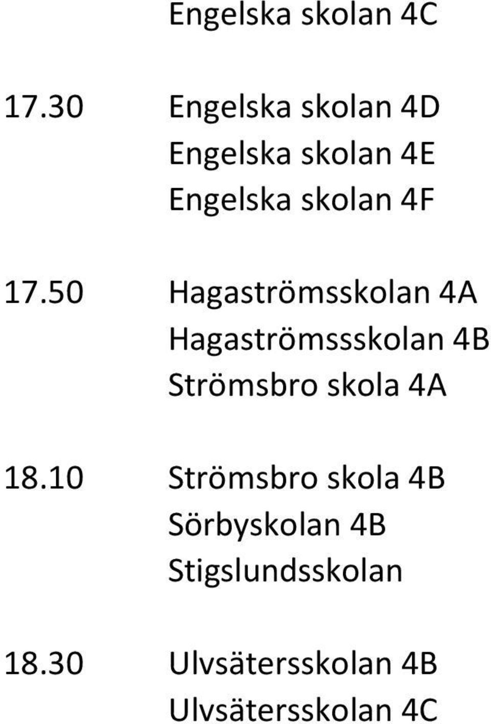 17.50 Hagaströmsskolan 4A Hagaströmssskolan 4B Strömsbro