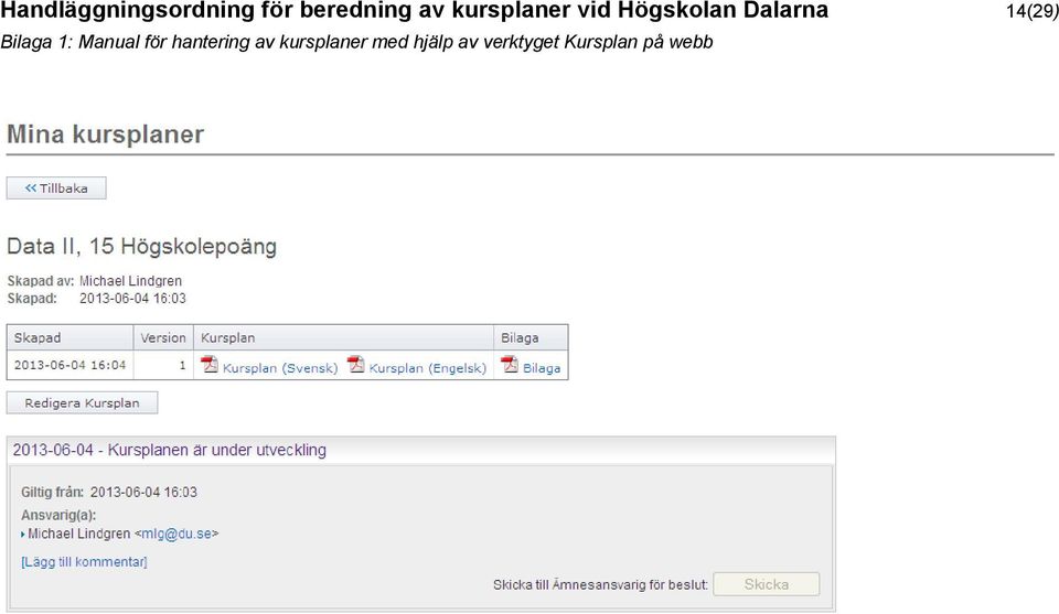 Bilaga 1: Manual för hantering av